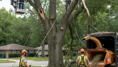 Emergency tree service crew clearing storm damage in Louisville, KY