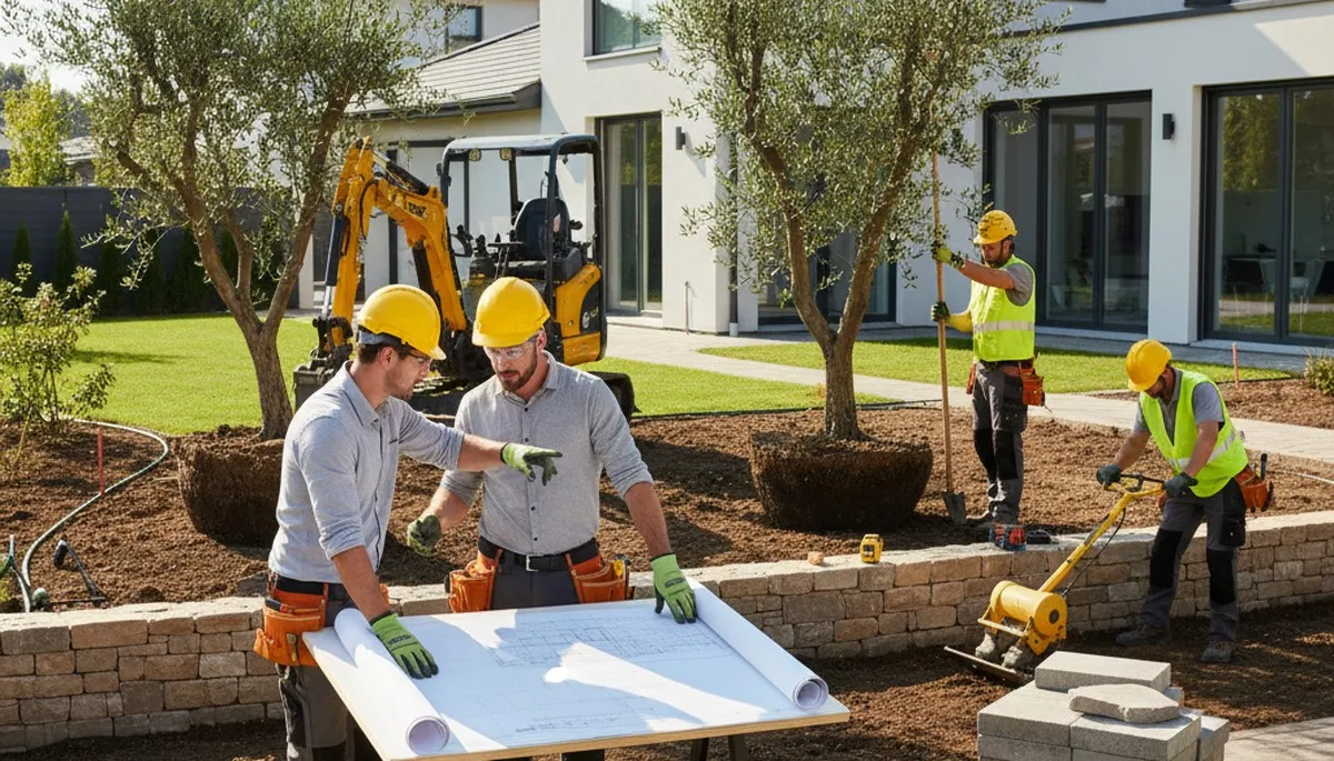 Landscape design team planning outdoor spaces for Louisville, KY tree service clients