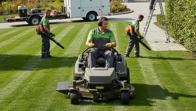 Louisville, KY tree service crew providing professional lawn care for healthy, green turf