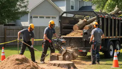 Louisville, KY stump removal crew clearing a stump from a residential property