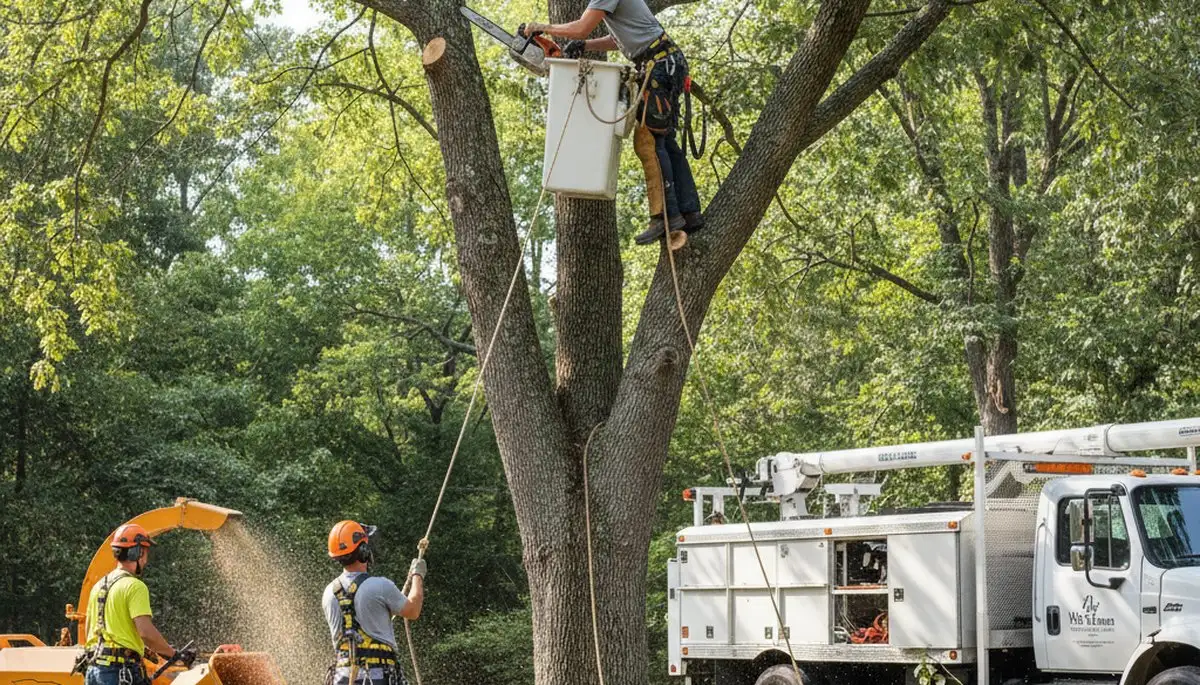 Louisville, KY tree service crew removing a tree on a residential property