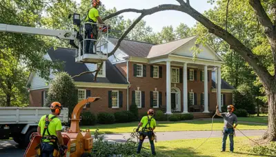 Louisville, KY tree service crew performing professional tree trimming and removal for a local property