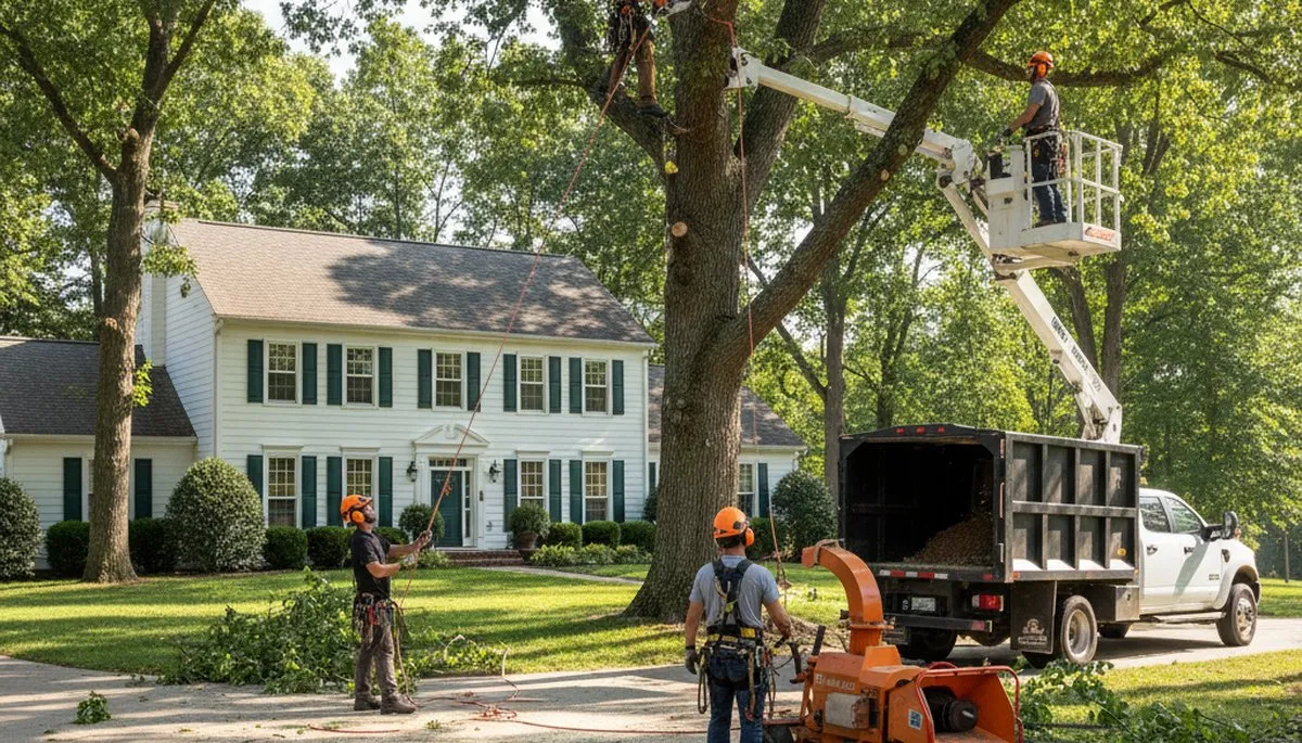Louisville, KY tree service crew providing professional tree trimming and removal for local properties