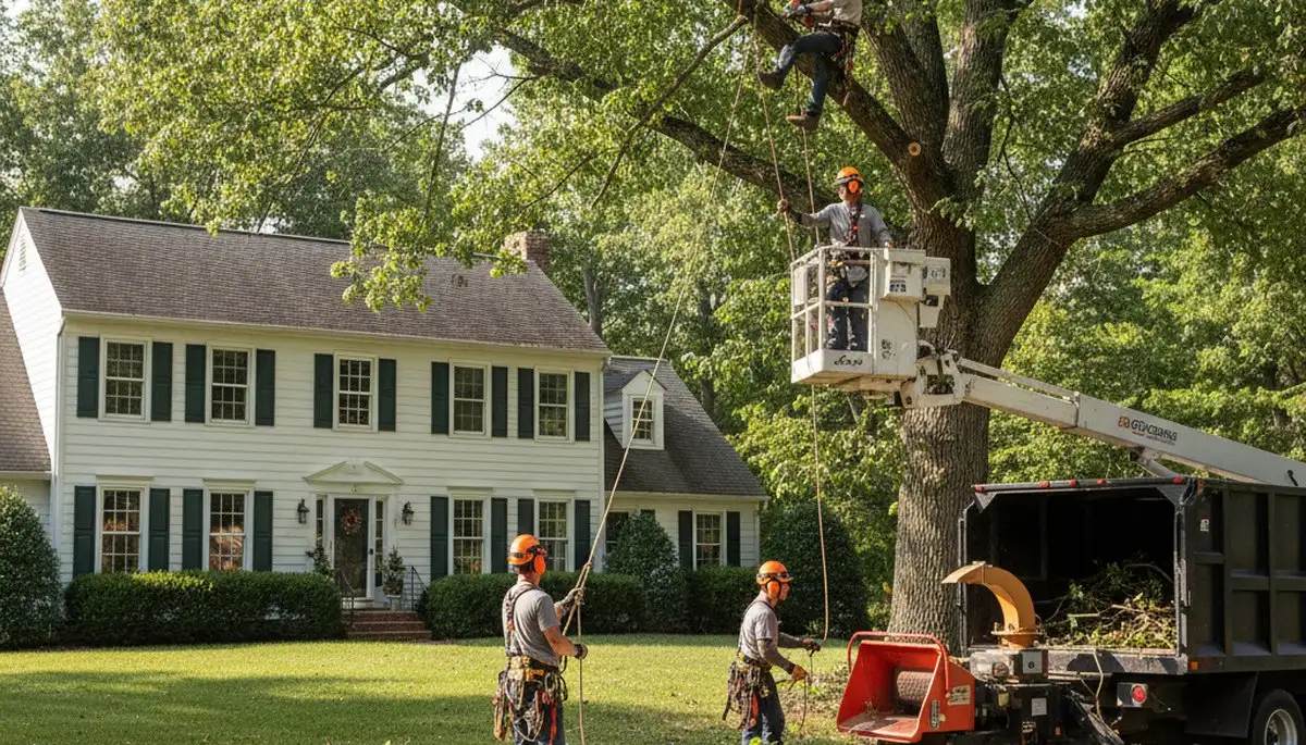 Louisville, KY tree service crew trimming trees for safe, professional property care