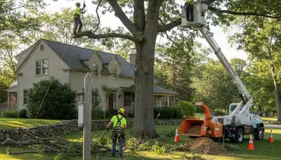 Tree service crew in Louisville, KY handling professional tree removal and trimming services