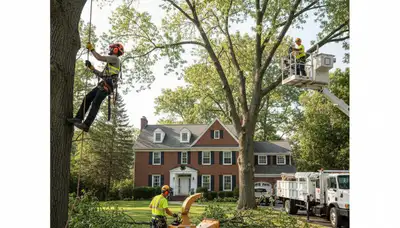 Louisville, KY tree service crew providing professional tree trimming and removal for local homeowners