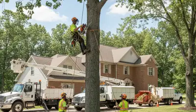 Louisville, KY tree service crew providing professional tree removal and trimming for local homes